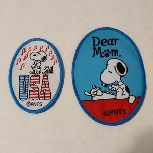 Snoopy Embroidered Patch Set - Blue and Red